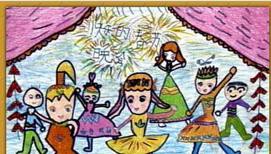 喜迎春节幼儿绘画作品