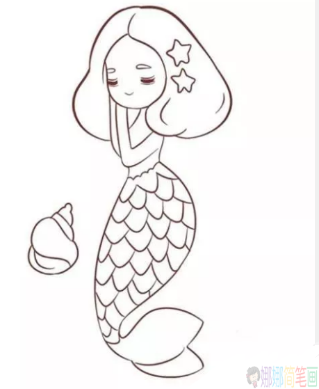 超漂亮的美人鱼儿童简笔画教程