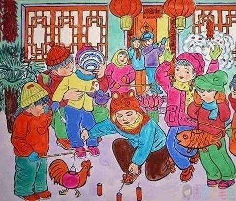 以年味为主题的儿童画
