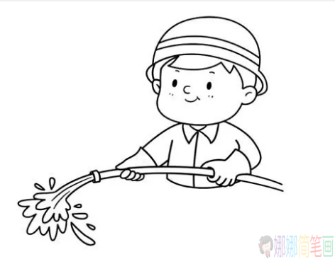 勇敢的消防员简笔画图片