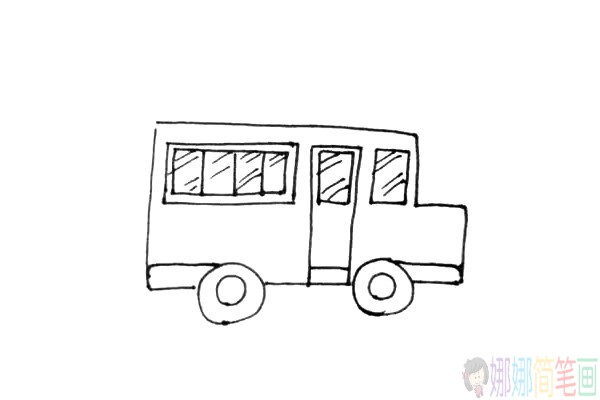 校车简笔画,校车简笔画步骤