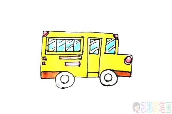校车简笔画,校车简笔画步骤
