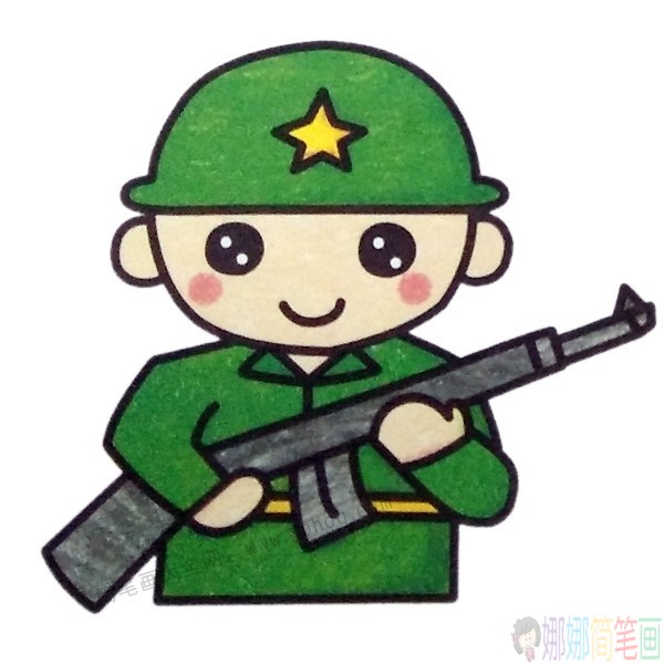 解放军简笔画填色图
