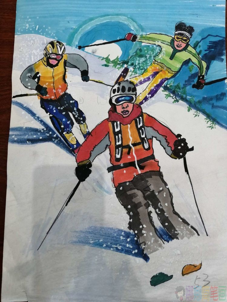 冬奥会绘画作品小学生