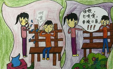 众志成城抗击肺炎疫情儿童绘画作品