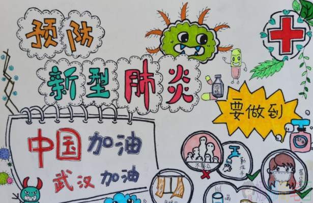 预防肺炎抗击疫情儿童宣传画