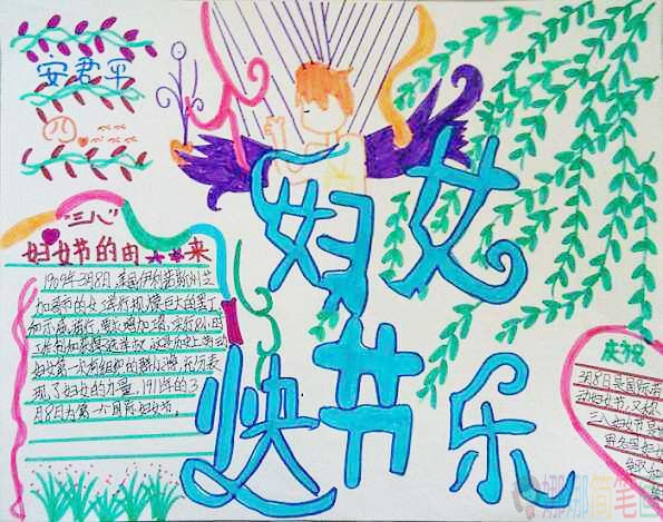 妇女节儿童手抄报图片模板