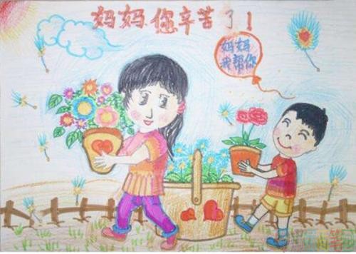 三八妇女节儿儿童画图片