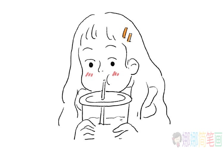 可爱的长发女孩简笔画图片