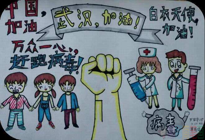 众志成城抗击新型肺炎疫情儿童宣传画