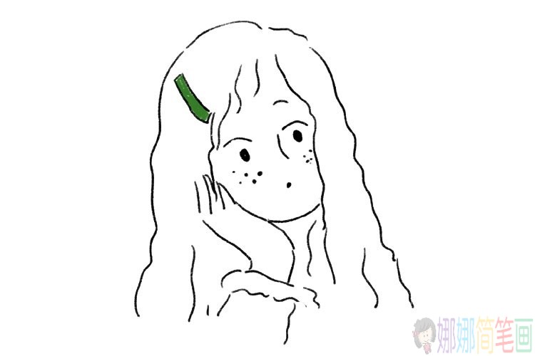 可爱的长发女孩简笔画图片