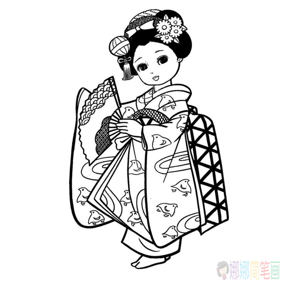 四张超漂亮的古典美女简笔画图片