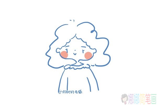一组时尚的小女孩简笔画图片