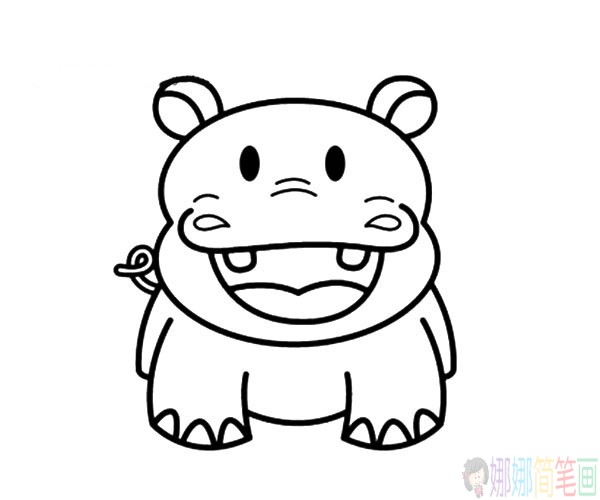 五张可爱的河马简笔画图片