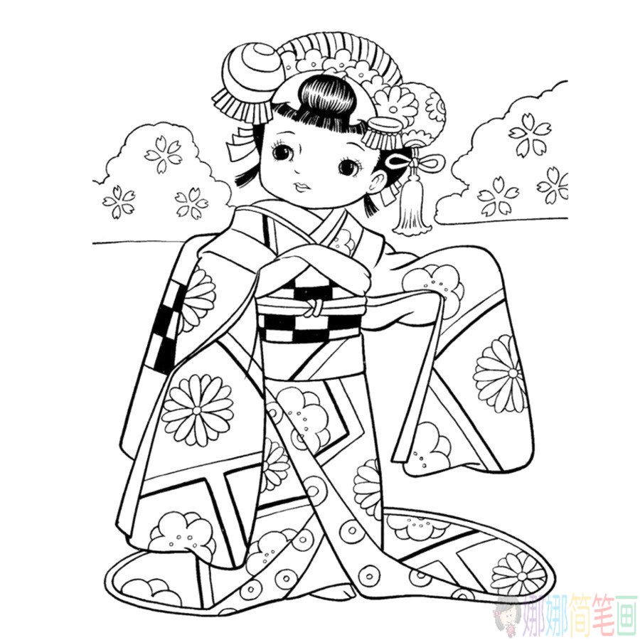 四张超漂亮的古典美女简笔画图片