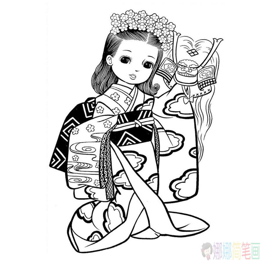 四张超漂亮的古典美女简笔画图片