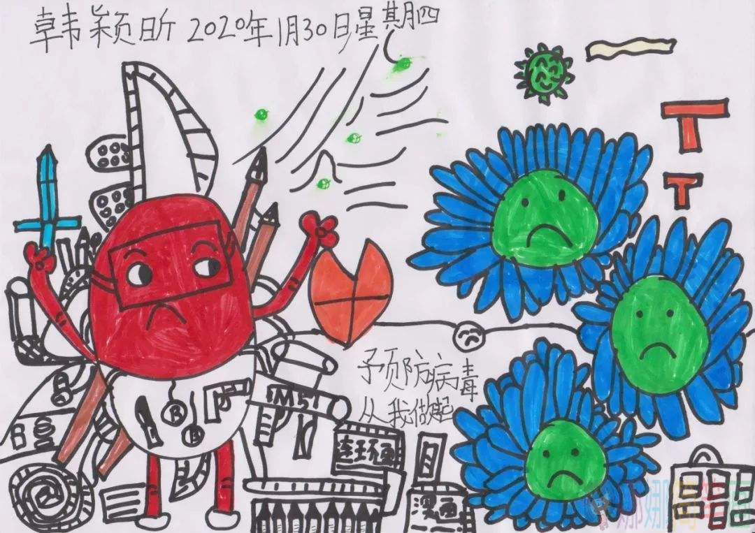 抗击新型肺炎宣传儿童画