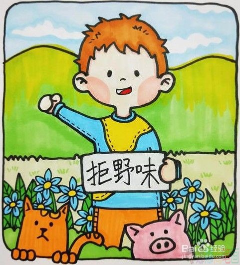 关于新型肺炎的儿童画图片