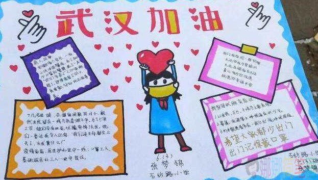 抗击肺炎疫情武汉加油手抄报图片