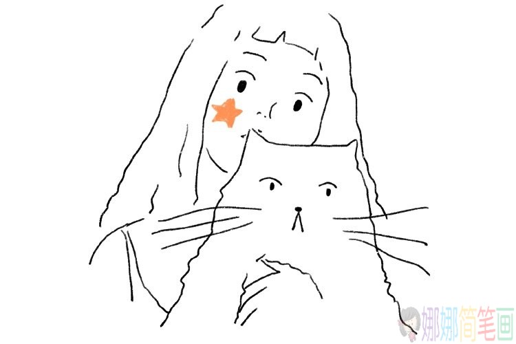 可爱的长发女孩简笔画图片