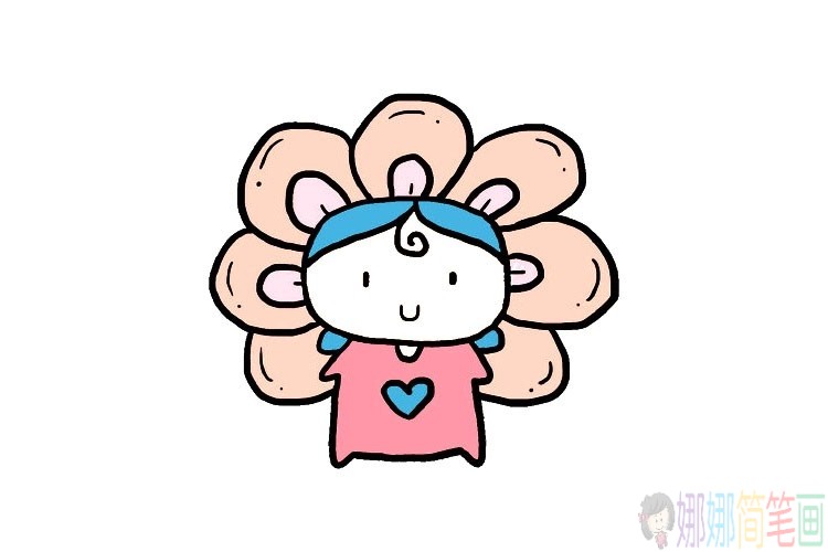 一组可爱的小娃娃儿童简笔画图片