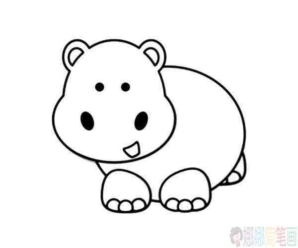 五张可爱的河马简笔画图片