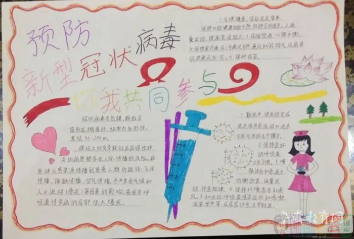 预防新型肺炎病毒儿童手抄报图片