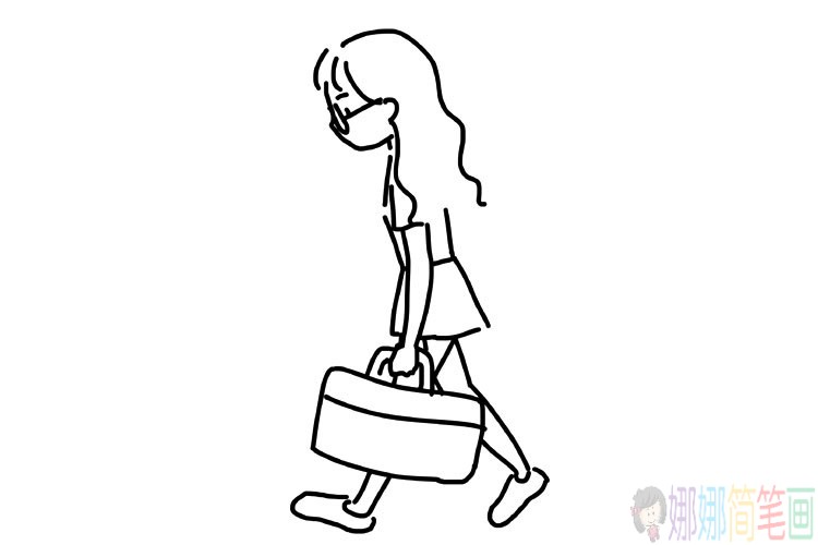 成熟女孩填色图简笔画图片