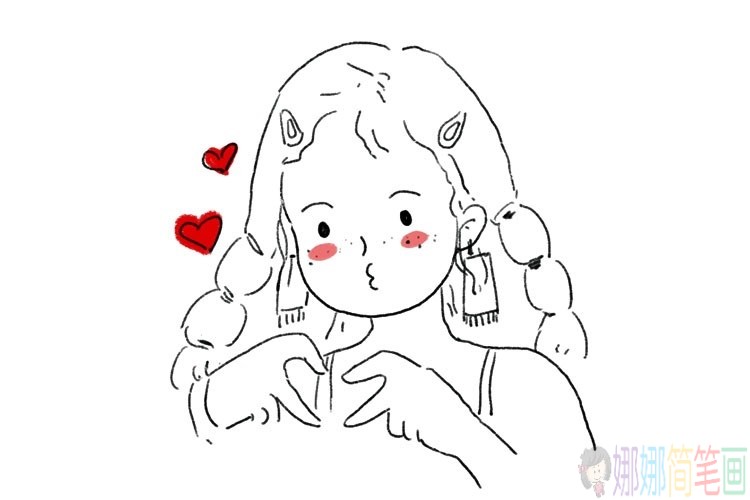 可爱的长发女孩简笔画图片