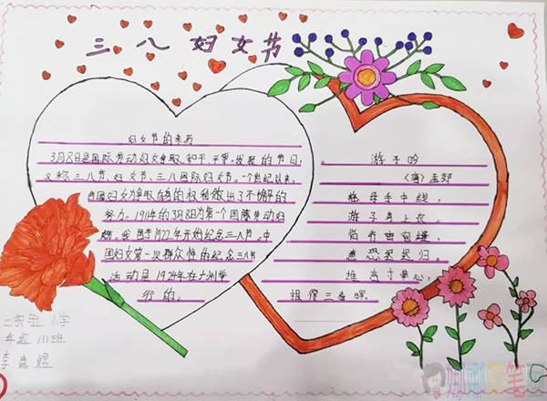 妇女节儿童手抄报图片模板