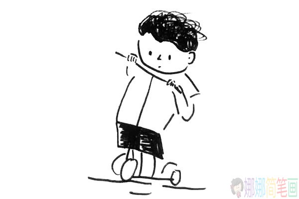 玩滑板的小男孩简笔画图片