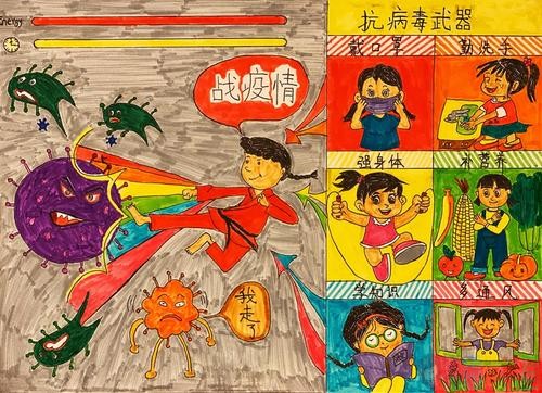 抗击疫情从我做起儿童画