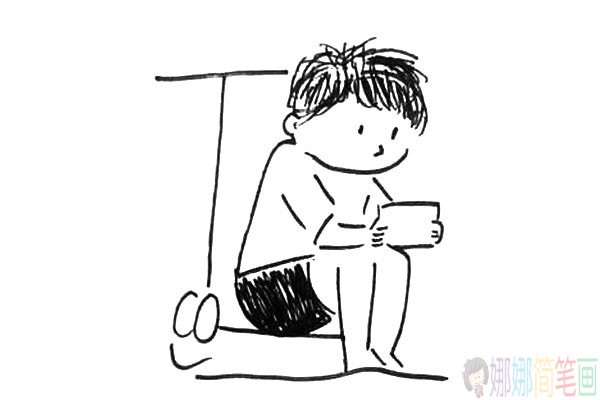玩滑板的小男孩简笔画图片