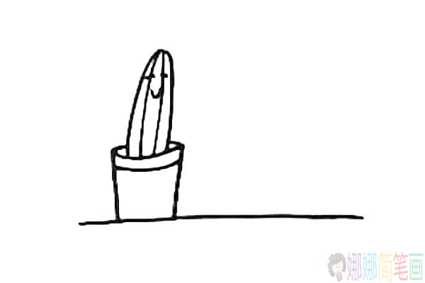 简单可爱的仙人掌盆栽简笔画图片