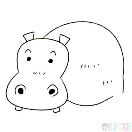 胖嘟嘟的河马简笔画图片