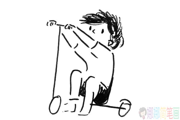 玩滑板的小男孩简笔画图片
