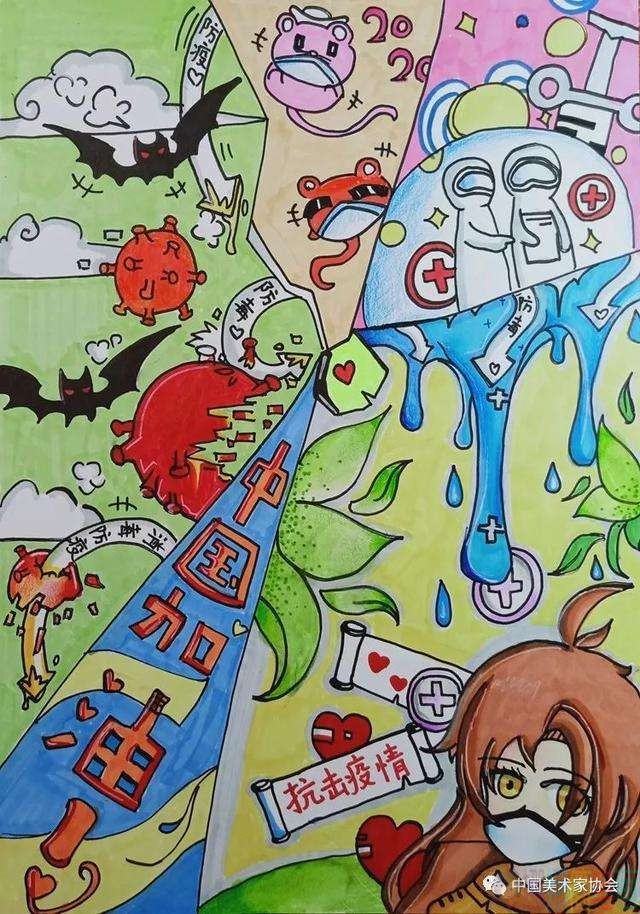 抗击疫情从我做起儿童画