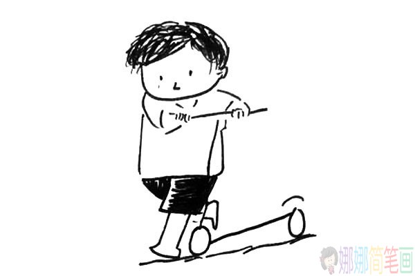 玩滑板的小男孩简笔画图片