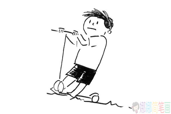 玩滑板的小男孩简笔画图片