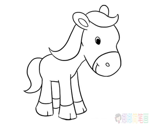 英俊的小马简笔画,小马幼儿简笔画