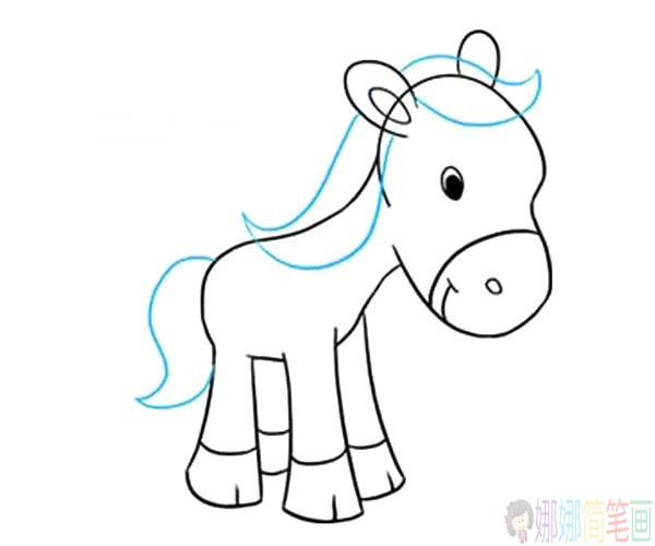 英俊的小马简笔画,小马幼儿简笔画
