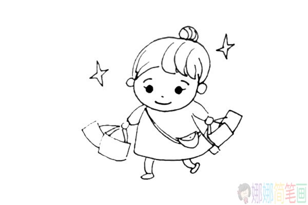 购物回来的妈妈简笔画教程