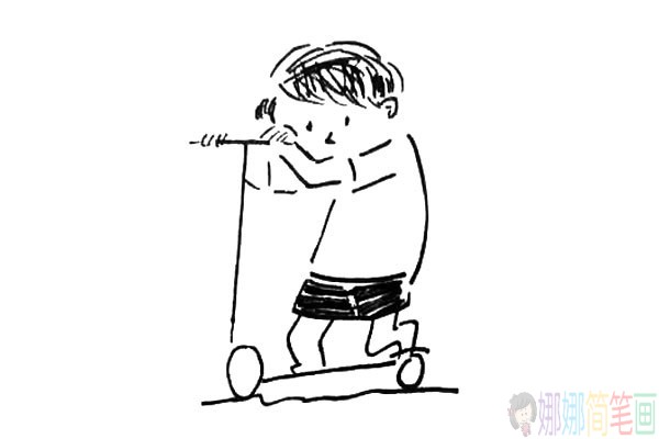 玩滑板的小男孩简笔画图片