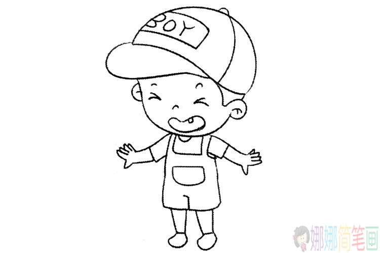 调皮的小男孩简笔画图片