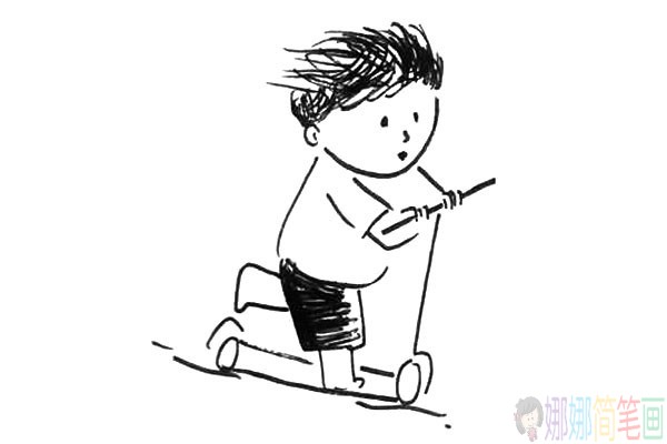 玩滑板的小男孩简笔画图片