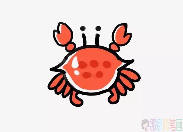 螃蟹简笔画图片,螃蟹儿童画教程