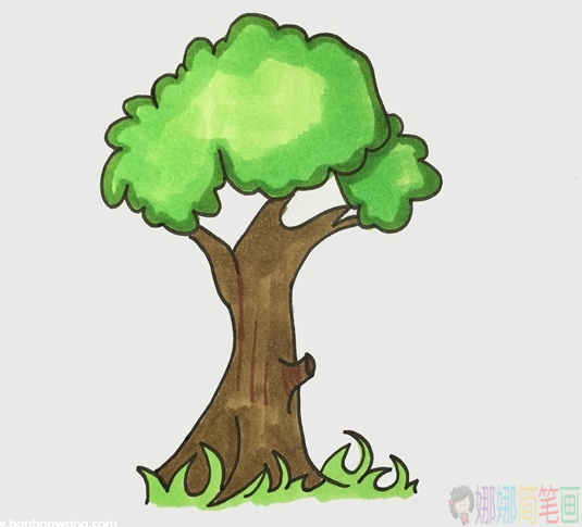 简单漂亮的大树简笔画,大树怎么画