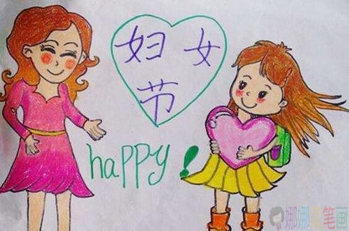 关于三八妇女节的祝福儿童画