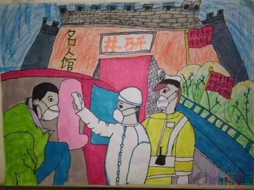 关于新型肺炎的儿童画作品图片