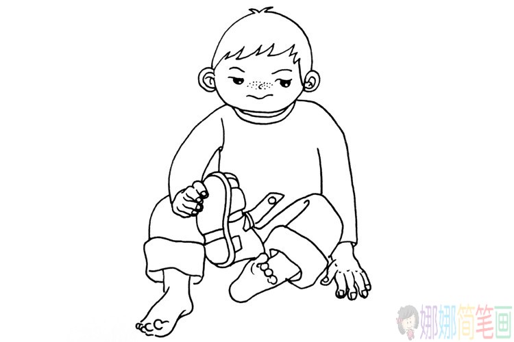 一组简单的小男孩简笔画图片